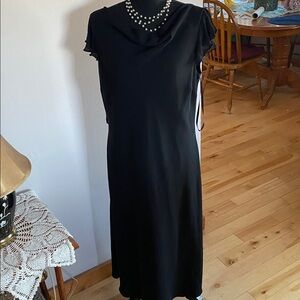 Jones New York Black Maxi Dress with Draped Neckline